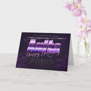 Anita Name Vorname lila retro Karte Geburtstag
