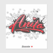 Anita red Heart Graffiti Aufkleber Sticker (Blatt)