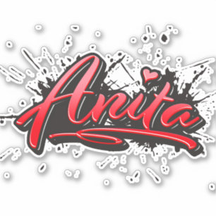 Anita red Heart Graffiti Aufkleber Sticker
