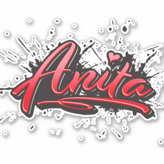 Anita red Heart Graffiti Aufkleber Sticker (Vorderseite)