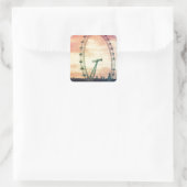 Anitiqued London Eye bei Sunrise Quadratischer Aufkleber (Tasche)