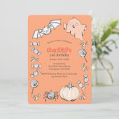 Aniversario de los niños de Halloween de dulce dul Einladung (Stehend Vorderseite)