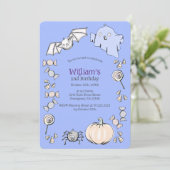 Aniversario de los niños de Halloween de dulce dul Einladung (Stehend Vorderseite)