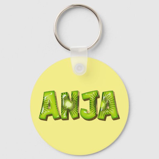 Anja Name Kiwi Design Schlüsselanhänger (Vorderseite)