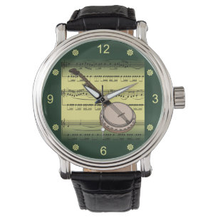 Anjo~Rolled Sheet Music~Gold/Green Background~  Armbanduhr