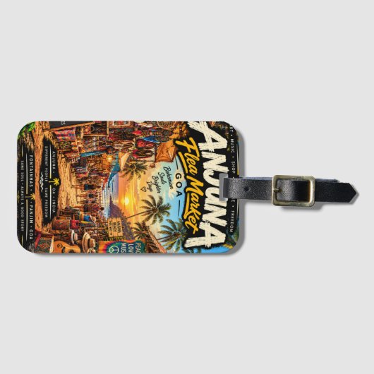 Anjuna Flohmarkt — Goa Vibes Gepäckanhänger (Vorderseite (Horizontal))