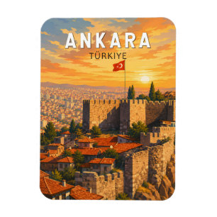 Ankara Türkei Illustration Reise Kunst Vintage Magnet