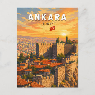 Ankara Türkei Illustration Reise Kunst Vintage Postkarte