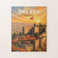 Ankara Türkei Illustration Reise Kunst Vintage