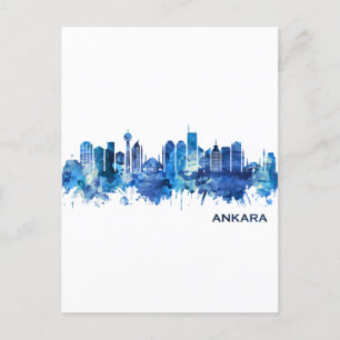 Ankara Turkey Skyline Blue Einladungspostkarte