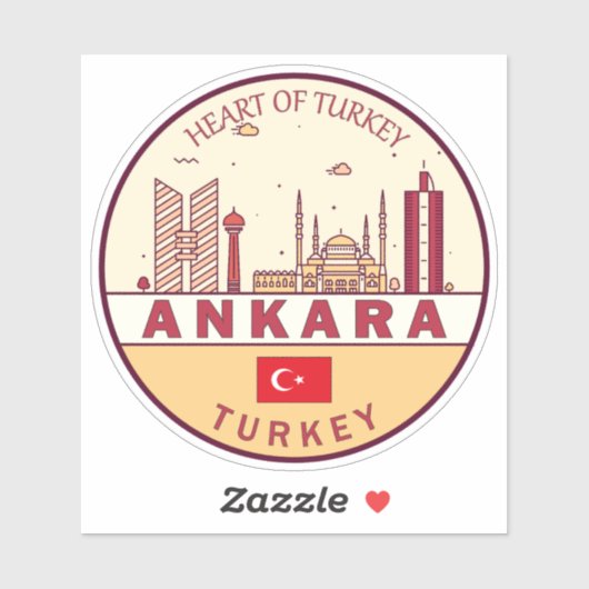 Ankara Turkey Skyline Emblem Aufkleber (Blatt)