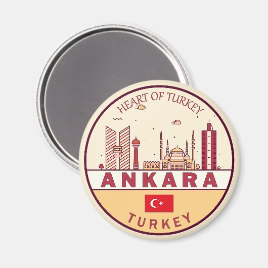 Ankara Turkey Skyline Emblem Magnet (Vorderseite/Rückseite)