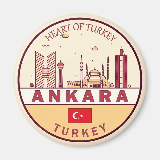Ankara Turkey Skyline Emblem Magnet (Vorne)