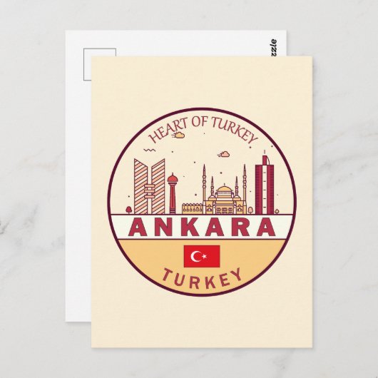 Ankara Turkey Skyline Emblem Postkarte (Vorne/Hinten)