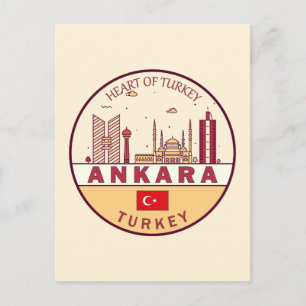 Ankara Turkey Skyline Emblem Postkarte