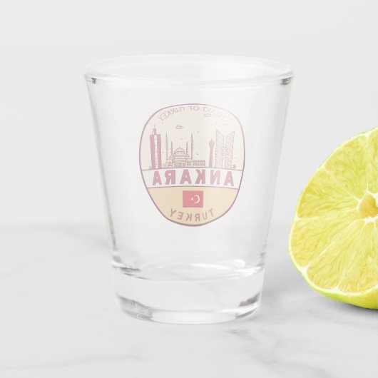 Ankara Turkey Skyline Emblem Schnapsglas (Rückseite)