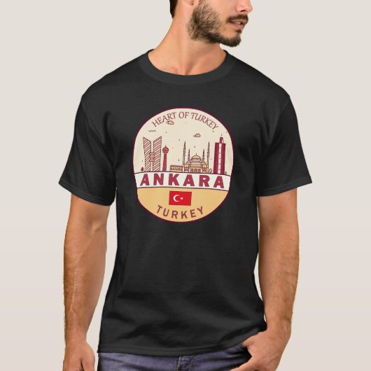 Ankara Turkey Skyline Emblem T-Shirt (Vorderseite)