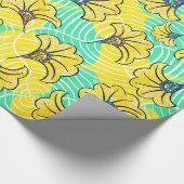 Ankara Türkis und Gelbe Flora Umhüllungspapier Geschenkpapier (Ecke)