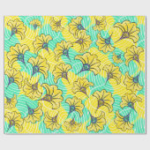 Ankara Türkis und Gelbe Flora Umhüllungspapier Geschenkpapier (Flach)