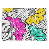 Ankara Turquoise und Gelbe Blumenbeutel Große Geschenktüte (Vorderseite)