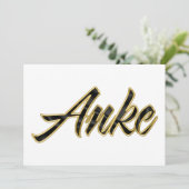 Anke black gold Lettering Karte (Stehend Vorderseite)