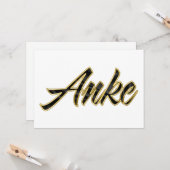 Anke black gold Lettering Karte (Vorderseite/Rückseite Beispiel)