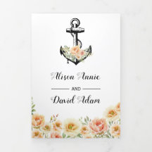 Anker-Aquarell-Blumen-nautische-Hochzeit im Vintag