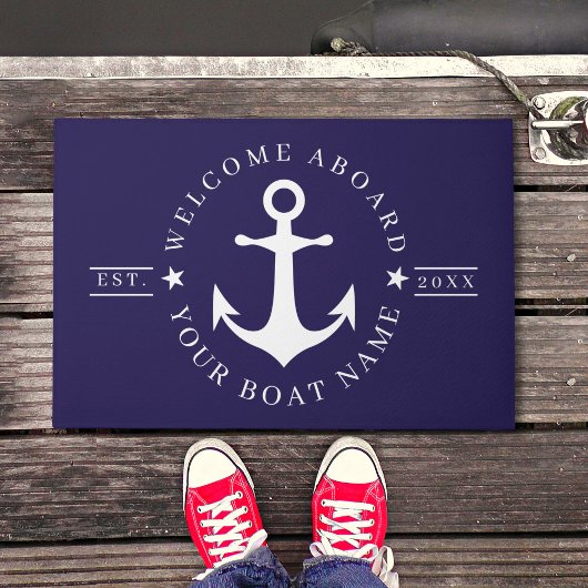 Anker auf Bootname Willkommen Fußmatte