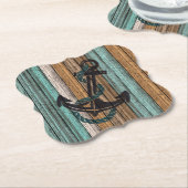 Anker auf dem Muster Vintag gewitterter Holzplanen Untersetzer (angewinkelt)
