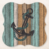 Anker auf dem Muster Vintag gewitterter Holzplanen Untersetzer (Vorderseite)