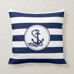 Anker auf dem Seemann von Nautical Blue und White Kissen