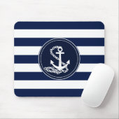 Anker auf dem Segler Nautic Blue and White Stripes Mousepad (Mit Mouse)