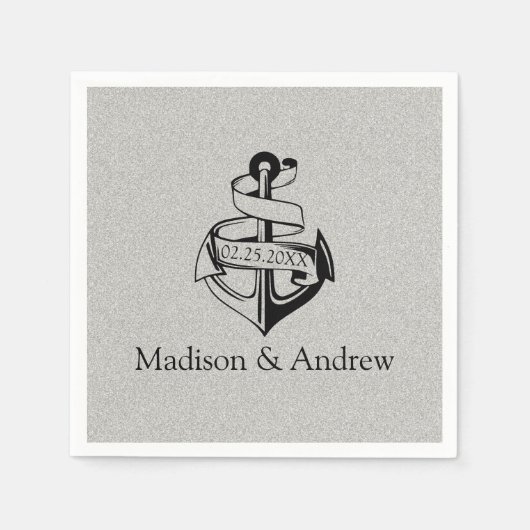 Anker auf Glitzer Serviette (Vorderseite)