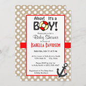 Anker auf Khaki Polka Dots Einladung (Vorne/Hinten)