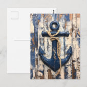 Anker auf rustikalen Holzkarten Postkarte (Vorne/Hinten)