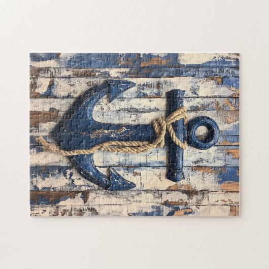 Anker auf rustikalen Holzkarten Puzzle (Horizontal)