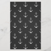 Anker auf schwarzem Fasermuster Briefpapier (Vorderseite)