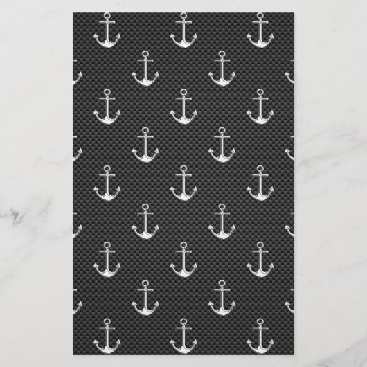 Anker auf schwarzem Fasermuster Briefpapier (Vorderseite)