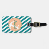 Anker auf Streifen | aquamariner Pfirsich Gepäckanhänger (Vorderseite horizontal)
