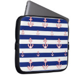 Anker auf Streifen, nautisches Muster Laptopschutzhülle (Vorne Rechts)