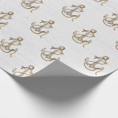 Anker auf weißem Holz Geschenkpapier (Ecke)