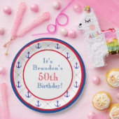 Anker Away Red White Blue 50. Geburtstag Pappteller (Party)