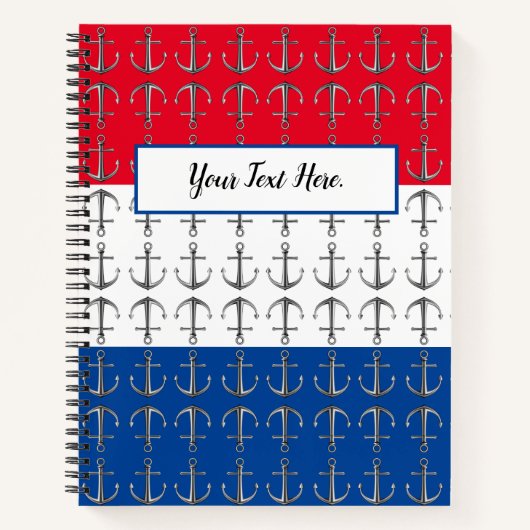 Anker Aweigh, ein Nautical Muster Spiral Notebook Notizblock (Vorderseite)