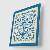 Anker Aweigh! Quadratische Wanduhr (Winkel)