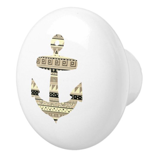 Anker Beige Tribal Stripes Nautical Drawer Knopf Keramikknauf (Rechts)