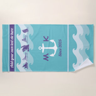 Anker bewegt Seeschiffs-Boots-Yacht-Monogramm Strandtuch