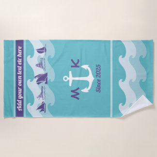 Anker bewegt Seeschiffs-Boots-Yacht-Monogramm Strandtuch