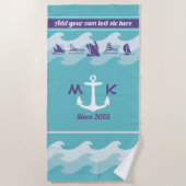 Anker bewegt Seeschiffs-Boots-Yacht-Monogramm Strandtuch (Vorderseite)