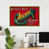 Anker Birnenkorb-EtikettYakima, WA Poster (Heimbüro)