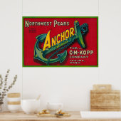 Anker Birnenkorb-EtikettYakima, WA Poster (Küche)